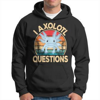 Funny I Axolotl Questions Cute Kawaii Blue Axolotl Retro Hoodie | Mazezy
