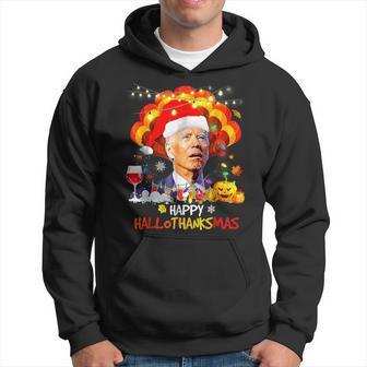 Joe Biden Happy Hallothanksmas Merry Halloween Hoodie - Seseable