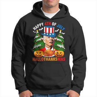 Funny Joe Biden Happy Holidays Confused For 4Th Of July Hoodie | Mazezy