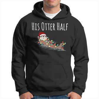 Matching Couple His And Her Otter Half Ugly Christmas Hoodie - Thegiftio UK