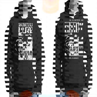 Funny Never Underestimate An Old Guy On A Mountain Bike Gift For Mens Hoodie | Mazezy