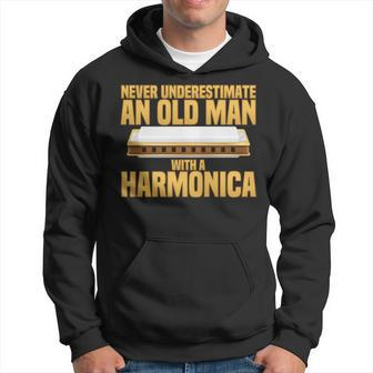 Funny Never Underestimate An Old Man With A Harmonica Hoodie - Seseable