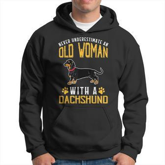 Funny Never Underestimate An Old Woman With A Dachshund Cute Hoodie - Seseable