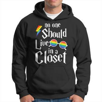 Funny No One Should Live In A Closet Lgbt Gay Pride Proud Hoodie | Mazezy