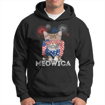 Funny Patriotic Kitten Meowica 4Th Of July Cat Lover Gifts For Cat Lover Funny Gifts Hoodie | Mazezy
