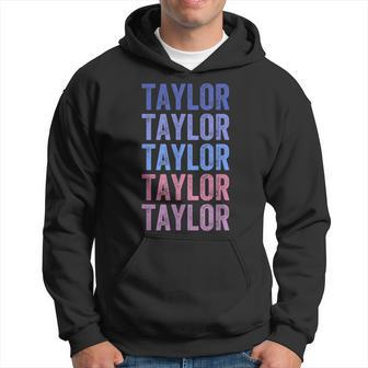 Funny Retro Repeated Text Design First Name Taylor Hoodie | Mazezy UK