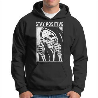 Funny Skull Stay Positive Skeleton Halloween Motivational Hoodie | Mazezy