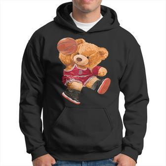Funny Teddy Bear Basketball Slam Dunk Sport Cute Cartoon Teddy Bear Funny Gifts Hoodie | Mazezy AU