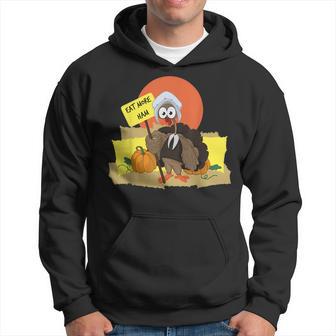 Funny Thanksgiving Pilgrim Turkey Eat More Ham Hoodie - Thegiftio UK