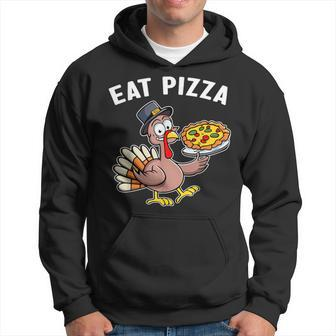 Thanksgiving Turkey Eat Pizza Vegan Thanksgiving Fun Hoodie - Thegiftio UK