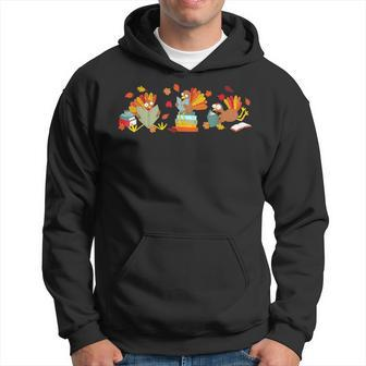 Turkey Reading Book Librarian Bookworm Thanksgiving Hoodie - Monsterry