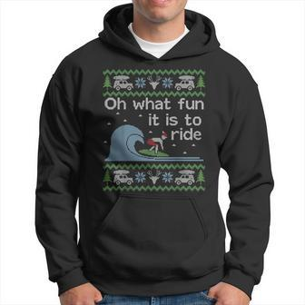 Ugly Sweater Christmas Surfing Surfer Surf Board Hoodie | Mazezy UK