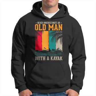 Vintage Never Underestimate An Old Man With A Kayak Hoodie - Thegiftio UK