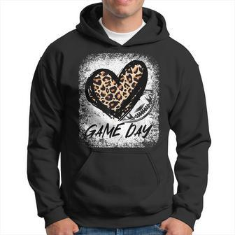 Game Day Football Leopard Print Heart Style Football Lovers Hoodie - Seseable
