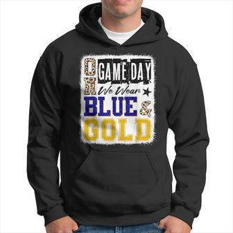 On Gameday Football We Wear Blue And Gold School Spirit Hoodie - Seseable