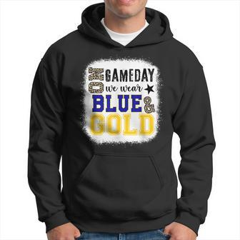 On Gameday Football We Wear Gold And Blue Leopard Print Hoodie | Mazezy
