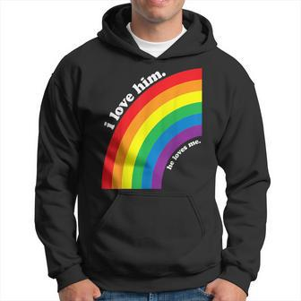 Gay Couple I Love Him He Loves Me For Gay Boyfriend Husband Hoodie | Mazezy