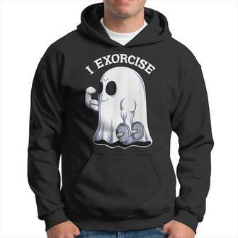 Ghost I Exorcise Gym Exercise Workout Spooky Halloween Hoodie | Mazezy