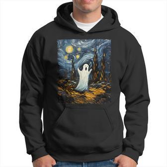 Ghost Halloween Starry Night Scream Aesthetic Painting Hoodie - Seseable