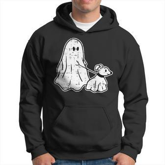 Ghost Holding Puppy Dog Halloween Costume Ghoul Dog Lover Hoodie - Seseable