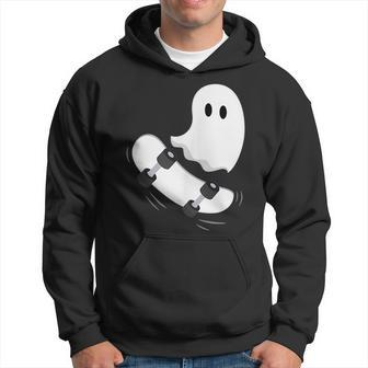 Ghost Skateboard Lazy Halloween Costume Funny Skateboarding Hoodie - Seseable