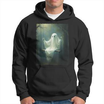 Ghost On The Swing Spooky Gothic Dark Academia Halloween Hoodie | Mazezy