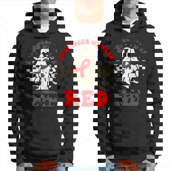 Ghost We Wear Red For Red Ribbon Week Awareness Hoodie | Mazezy