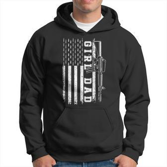 Girl Dad For Men Bullet And Rifle Usa Flag Fathers Day Hoodie - Seseable