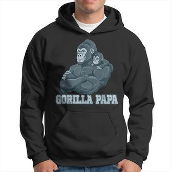 Gorilla Papa Father And Baby Dad Fathers Day Hoodie - Seseable