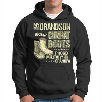 My Grandson Wears Combat Boots Proud Military Grandpa Hoodie | Mazezy