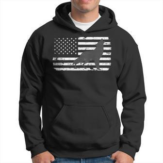 Gray Lone Wolf Distressed American Flag Back Print Hoodie | Mazezy