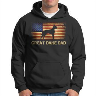 Great Dane Dad Vintage American Flag Patriotic Dog Lover Hoodie | Mazezy