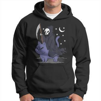 Grim Reaper Riding A Cat Halloween Horror Cat Lover For Cat Lover Hoodie | Mazezy