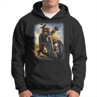 Grizzly Bear Riding Chopper Motorcycle Hoodie | Mazezy