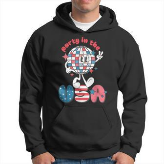 Groovy Disco Funny Party In The Us July 4Th Usa Patriotic Hoodie - Seseable