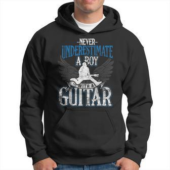 Guitarist Men Boys Never Underestimate A Boy With A Guitar Guitar Funny Gifts Hoodie | Mazezy