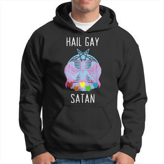 Hail Gay Satan Lgbt Goth Gay Pride Pentagram Baphomet Hoodie | Mazezy