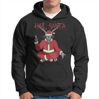 Hail Santa Ugly Christmas Sweater Rock Metal Satan Pentagram Hoodie - Monsterry UK