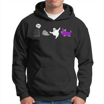 Halloween Asexual Pride Lgbtq Ace Ghost Scary Lgbt Dog Pup Hoodie | Mazezy