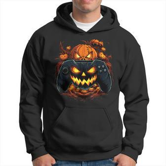Halloween Gaming Jack O Lantern Pumpkin Face Controller Hoodie | Mazezy