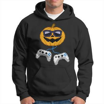 Halloween Jack O Lantern Pixelated Gaming Gamer Boys Hoodie - Monsterry