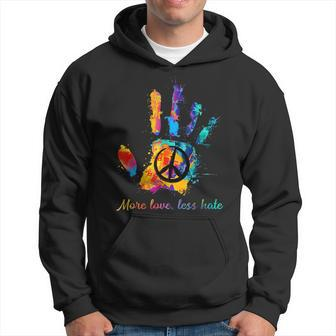 Hand Print Hippie Peace Sign More Love Less Hate Hoodie - Thegiftio UK