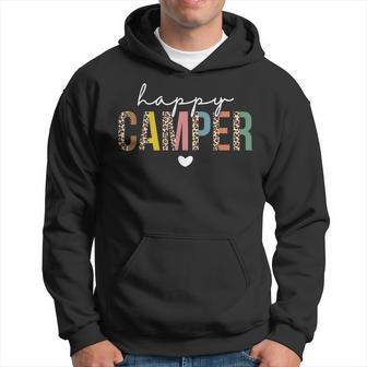 Happy Camper Leopard Camping Lover Outdoor Activities Camper Hoodie - Thegiftio UK