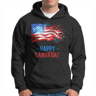 Happy Labor Day Fireworks And American Flag Labor Patriotic Hoodie - Seseable