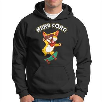 Hard Corq Funny Corgi Hard Core Joke Pun Hoodie | Mazezy