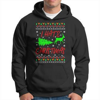 I Hate Christmas Christmas Tree Ugly Christmas Hoodie - Monsterry