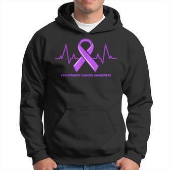 Heartbeat Ribbon Purple Pancreatic Cancer Awareness Support Hoodie - Thegiftio UK
