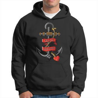 Hes My Anchor Vintage Tattoo Style Illustration Hoodie | Mazezy