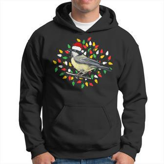 Holiday Xmas Santa Hat Black Throated Gray Warbler Bird Hoodie | Mazezy