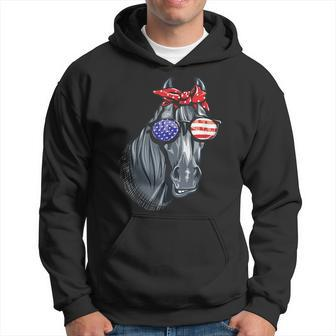 Horse 4Th Of July Horse Graphic American Flag Hoodie - Monsterry AU